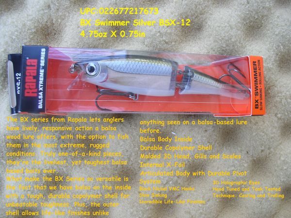 Rapala BX® Swimmer Jointed Slow Sinking Fishing Lure 12cm 22g Various Colours