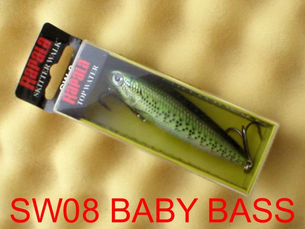 Rapala Skitter Walk SW08-BB Baby Bass 3 1/8" 7/16 oz Topwater Lure