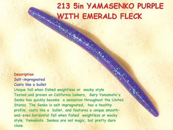 Yamamoto Senko Worm 5/" 10pk Junebug Purple With Emerald Flake 9-10-213 for sale online