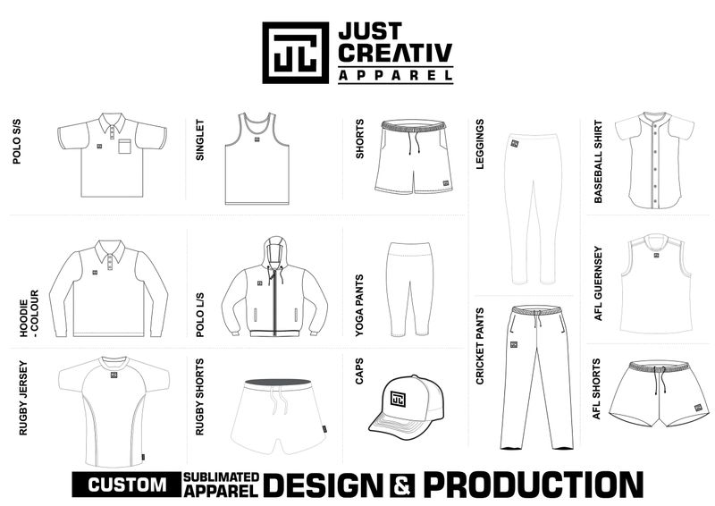 Sublimated polo shirt and singlets sizing chart | Just Creativ