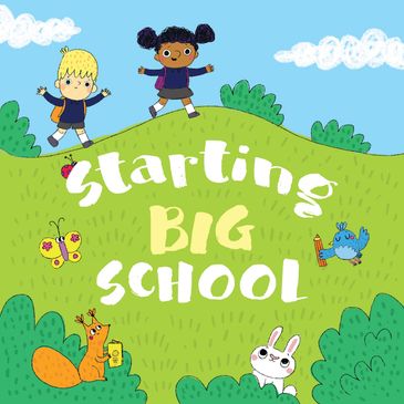 Children happily starting big school outdoors.