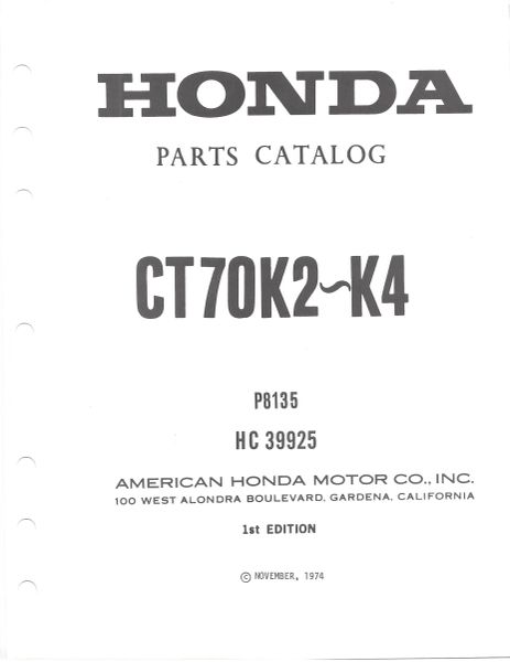 CT70-K2/K4 Parts Catalog