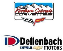 Logos of Northern Colorado Corvettes and Dellenbach Chevrolet Motors.