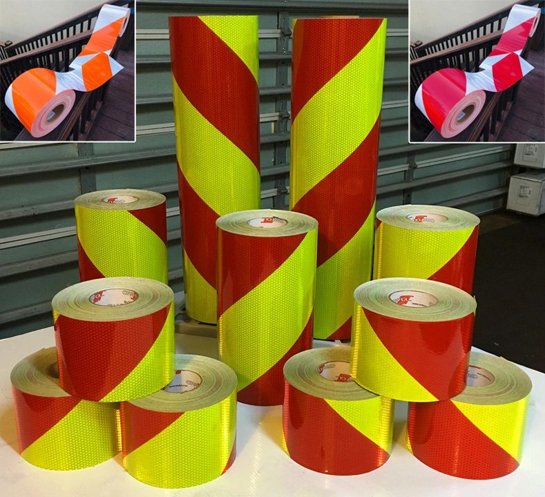 Reflective adhesive vinyl hazard chevrons w 4x 8" x 2" w4 
