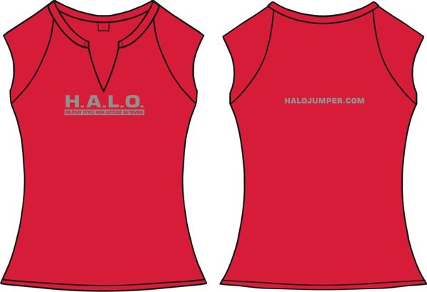 Ladies H.A.L.O Spandex Slit-V Raglan T-Shirt - Red