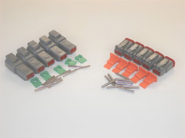 5 sets GRAY Deutsch DT 2-Pin Connectors 16-18 ga AWG Solid Contacts