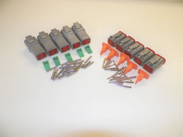 5 sets GRAY Deutsch DT 4-Pin Connectors 16-18 ga AWG Solid Contacts