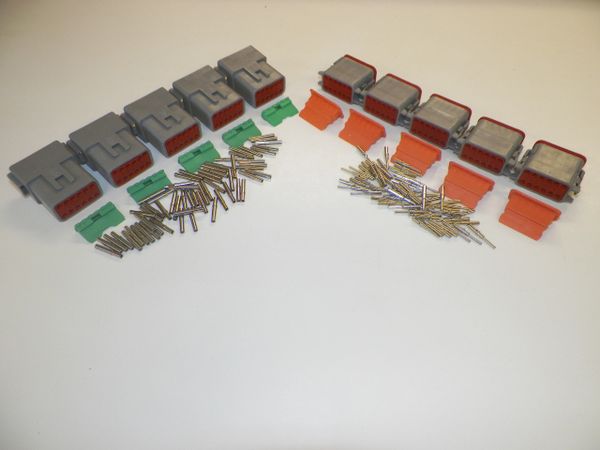 5 sets GRAY Deutsch DT 12-Pin Connectors 16-18 ga AWG Solid Contacts