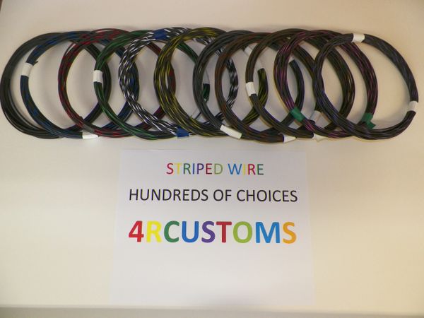 BLACK 18 gauge GXL wire - with stripe color and length options