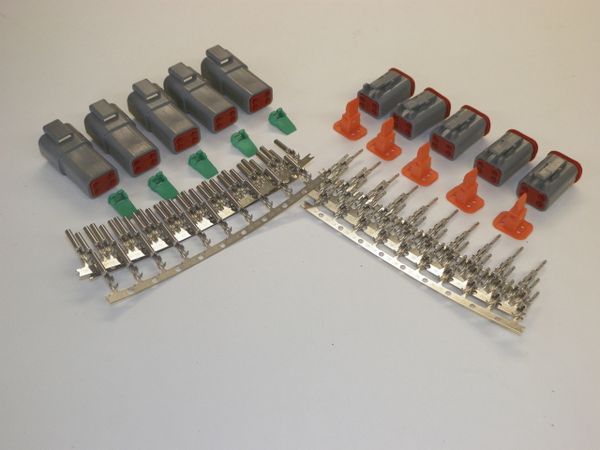 5 sets GRAY Deutsch DT 4-Pin Connectors 16-18 ga AWG Stamped Contacts