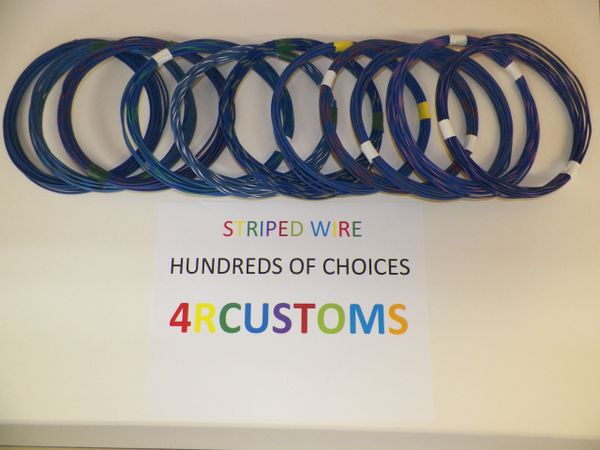 BLUE 18 gauge GXL wire - with stripe color and length options