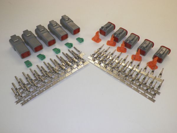 5 sets GRAY Deutsch DT 4-Pin Connectors 14-16 ga AWG Stamped Contacts