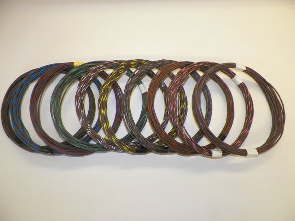 BROWN hi temp automotive 20 gauge TXL wire + 10 STRIPED color wiring options