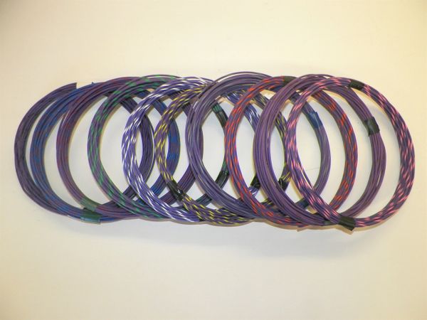 VIOLET hi temp automotive 20 gauge TXL wire + 10 STRIPED color wiring options