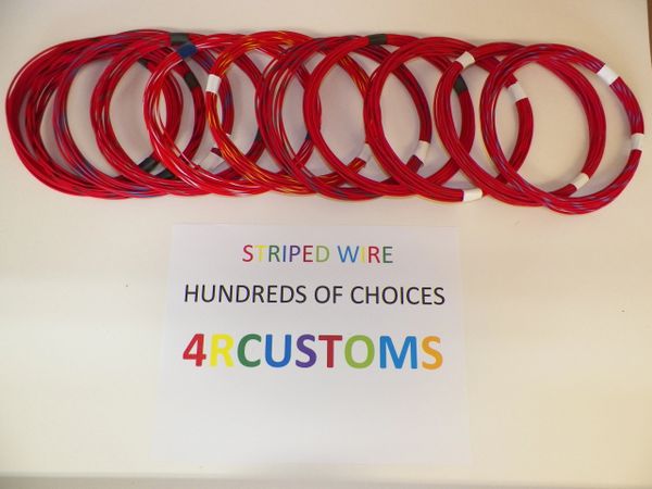 RED 18 gauge GXL wire - with stripe color and length options