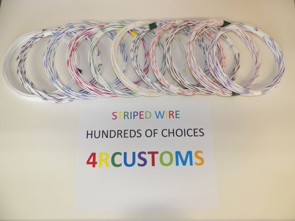 WHITE 18 gauge GXL wire - with stripe color and length options