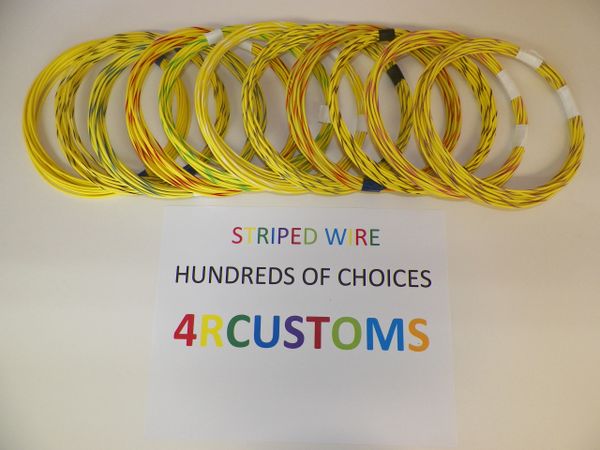 YELLOW 18 gauge GXL wire - with stripe color and length options