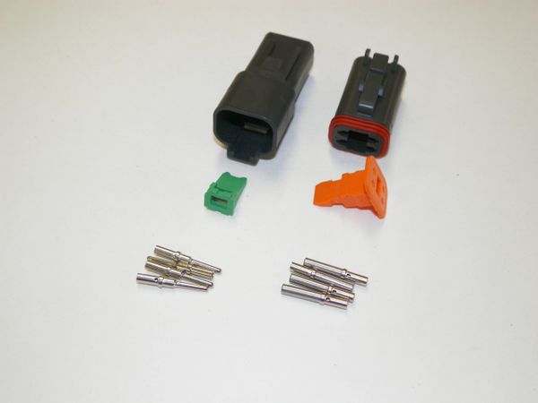 4X BLACK DEUTSCH DT SERIES CONNECTORS SET 16-18-20 WITH SOLID TERMINALS