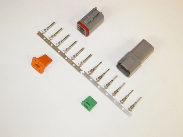 6X Gray Deutsch DT Series Connector Set 14-16-18 STAMPED Nickel Terminals