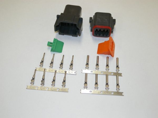 8X Black Deutch DT Series Connector Set 16-18-20 STAMPED Nickel Terminals