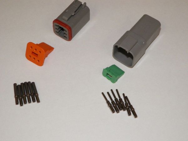 6X Gray Deutch DT Series Connector Set 16-18-20 SOLID Nickel Terminals