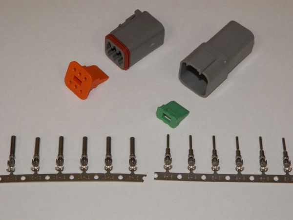 6X Gray Deutch DT Series Connector Set 16-18-20 STAMPED Nickel Terminals