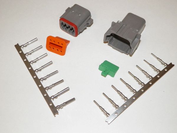 8X Gray Deutch DT Series Connector Set 16-18-20 STAMPED Nickel Terminals