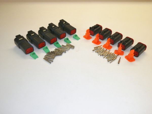 5 sets BLACK Deutsch DT 4-Pin Connectors 16-18 ga AWG Solid Contacts