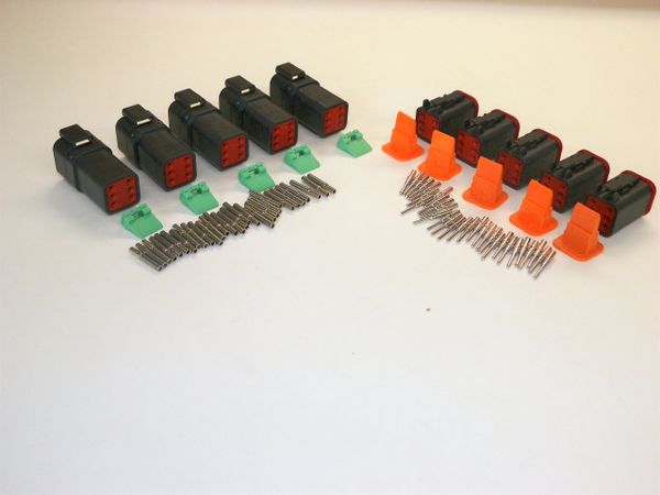 5 sets BLACK Deutsch DT 6-Pin Connectors 16-18 ga AWG Solid Contacts