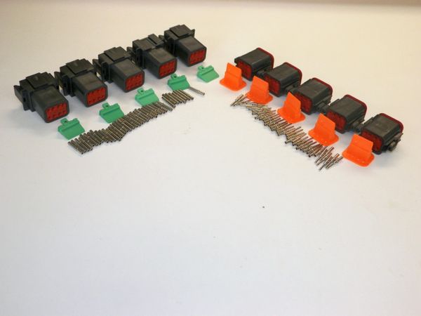 5 sets BLACK Deutsch DT 8-Pin Connectors 16-18 ga AWG Solid Contacts