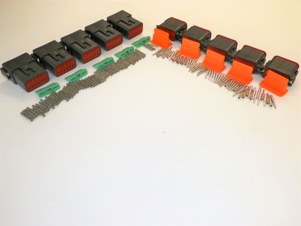 5 sets BLACK Deutsch DT 12-Pin Connectors 16-18 ga AWG Solid Contacts