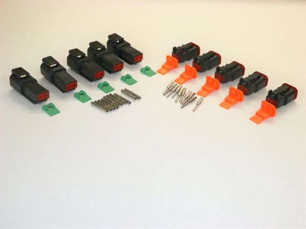 5 sets BLACK Deutsch DT 2-Pin Connectors 16-18 ga AWG Solid Contacts