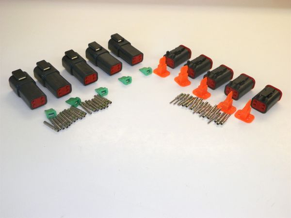 5 sets BLACK Deutsch DT 4-Pin Connectors 14-16-18 ga AWG Solid Contacts