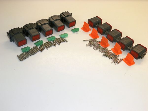 5 sets BLACK Deutsch DT 8-Pin Connectors 14-16 ga AWG Solid Contacts
