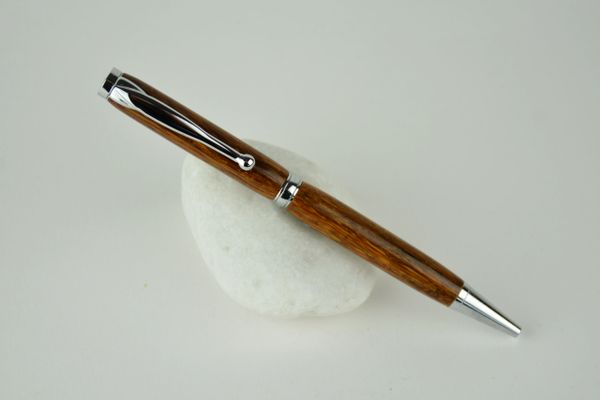 Slimline ballpoint pen, coffee tree, chrome