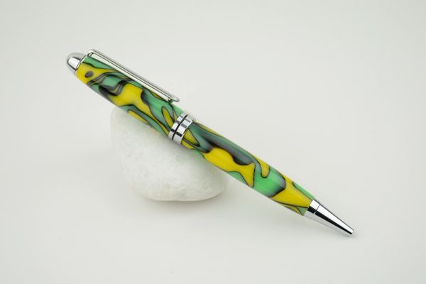Classic ballpoint pen, funky frog, chrome