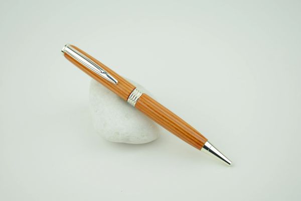 Streamline ballpoint pen, pitch pine, silver plated