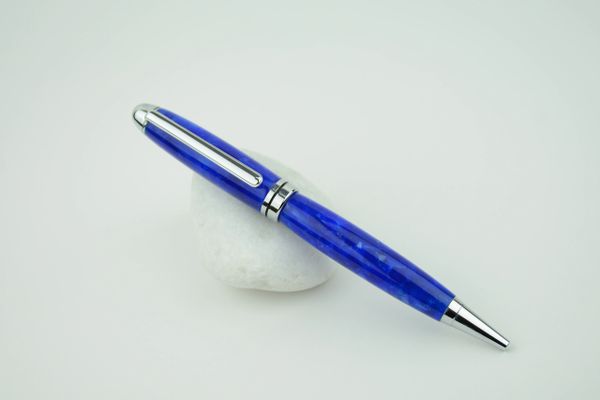 Classic ballpoint pen, blue chip, chrome
