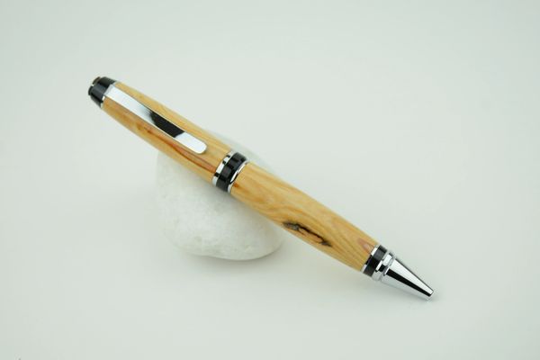 Cigar ballpoint pen, elder wood, chrome