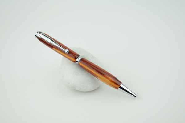 Slimline ballpoint pen, Florida cedar wood, chrome