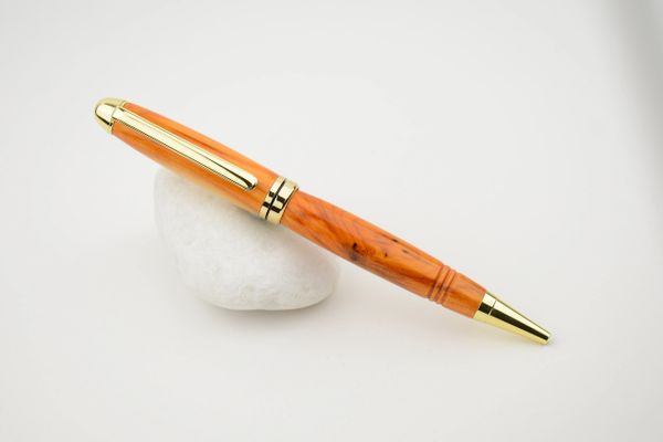 Classic ballpoint pen, yew, comfort grip, gold plated