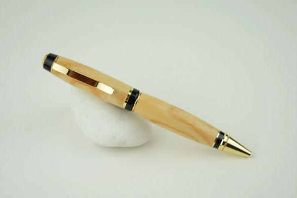 Cigar ballpoint pen, elder wood, gold plated