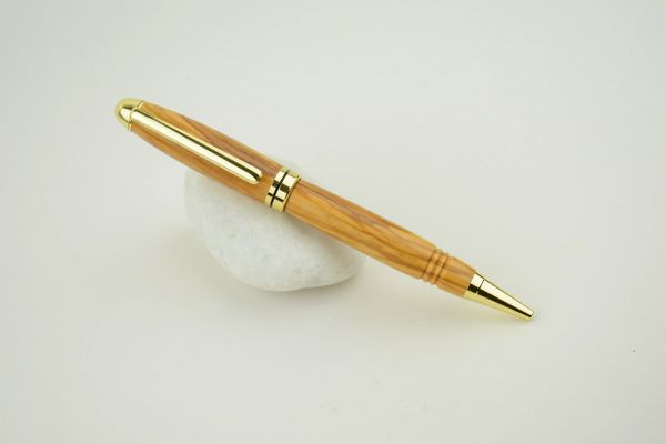 Classic ballpoint pen, olive, comfort grip, gold plated