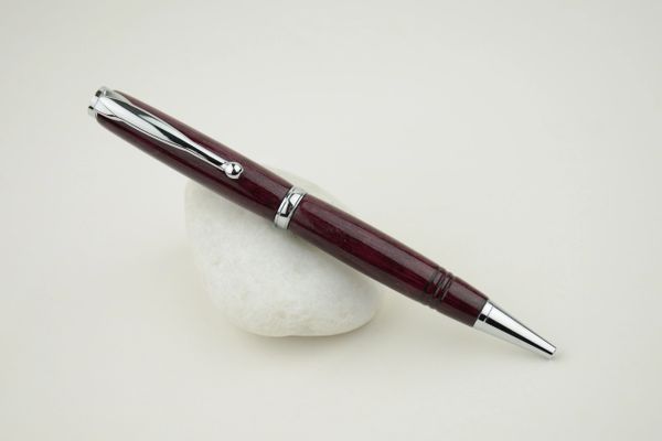Comfort grip ballpoint pen, purpleheart wood, chrome