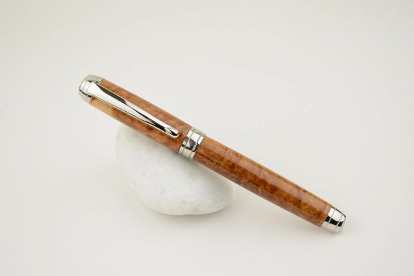 Diplomat non postable fountain or rollerball pen, Australian york gum wood, rhodium plated