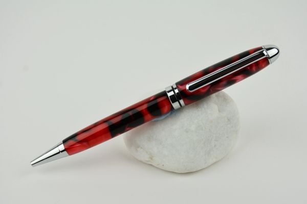 Classic ballpoint pen, red/black, chrome