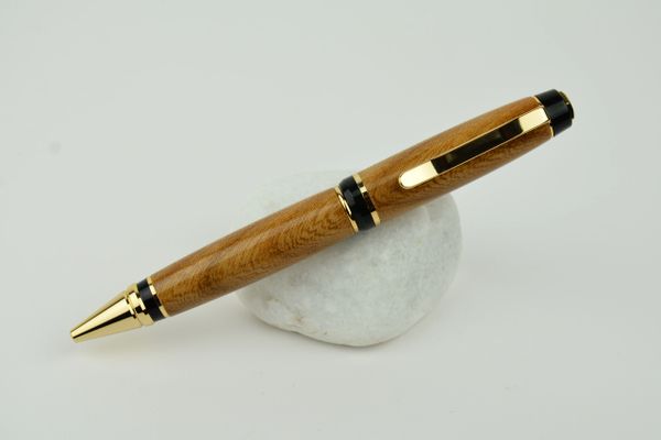Cigar ballpoint pen, elm, gold plated