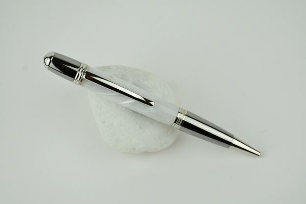 Sierra ballpoint pen, white pearl, platinum plated