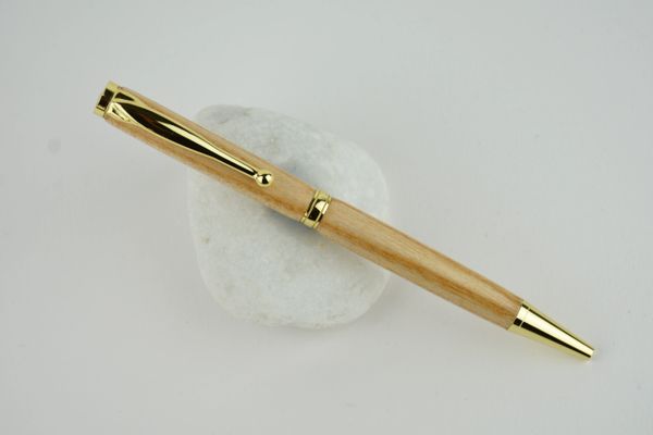 Slimline ballpoint pen, ash, gold plated