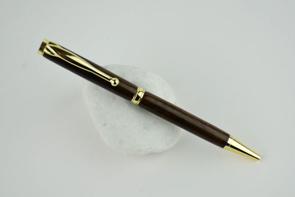 Slimline ballpoint pen, leadwood, gold plated